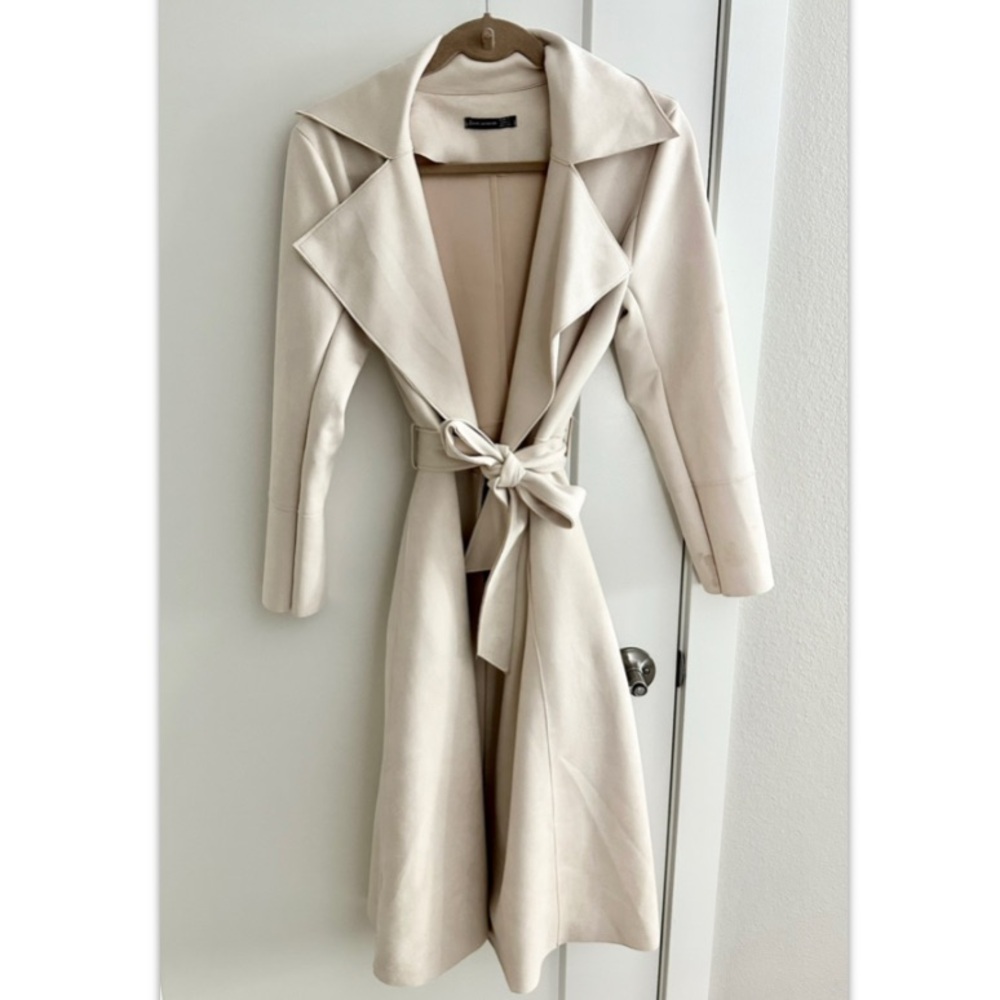 Beige Suede Trench Coat